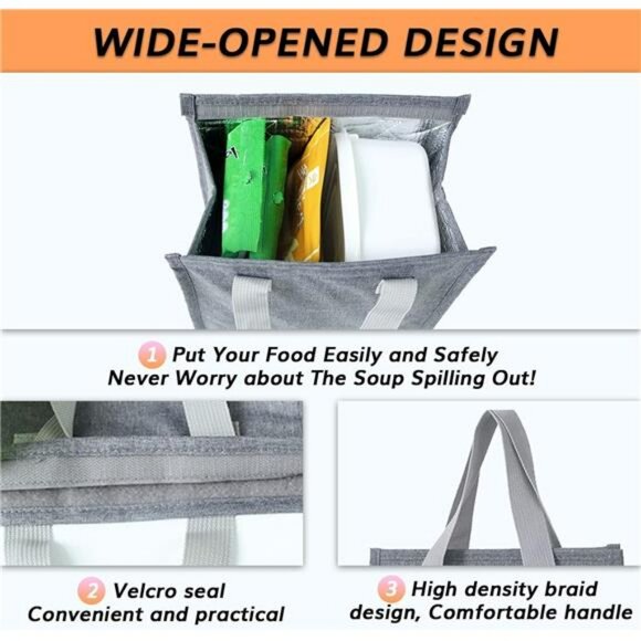 Insulated lunch bag large reusable tote leakproof lunch box for work school trav - Picture 5 of 7